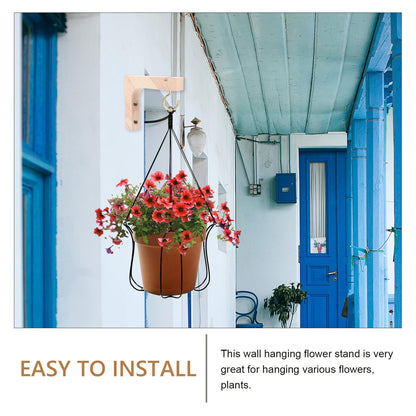 Toddmomy 2pcs Wooden Hanging Plant Brackets Wall Hooks for Indoor Outdoor Plant Hangers Heavy Duty Flowerpot Support with Natural Wood Finish