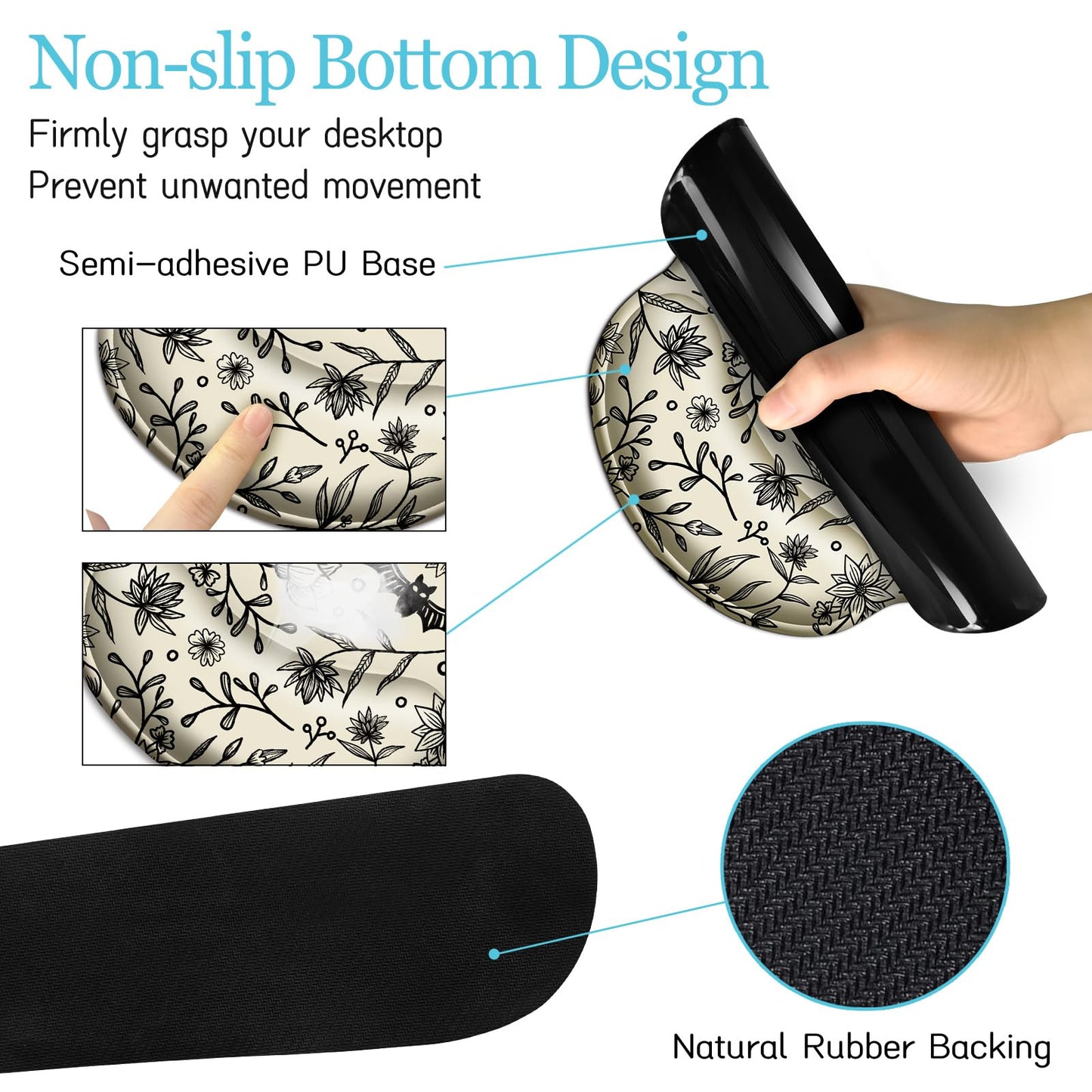 LIMKRIAN Goth Bat Mouse Pad Set Large Desk Mat for Desktop, Ergonomic Mouse Pad with Wrist Rest for Gaming, Keyboard Mat Wrist Support Cup Coaster Set, Gothic Office Desk Accessories Decor Supplies