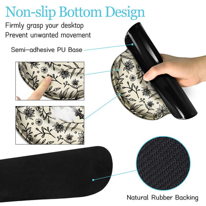 LIMKRIAN Goth Bat Mouse Pad Set Large Desk Mat for Desktop, Ergonomic Mouse Pad with Wrist Rest for Gaming, Keyboard Mat Wrist Support Cup Coaster Set, Gothic Office Desk Accessories Decor Supplies
