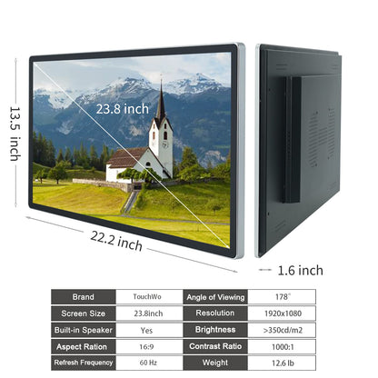 TouchWo 23.8 inch Touch Screen PC Monitor, Intel i7, 8GB RAM, 512G SSD, 16:9 FHD 1080P, Win-11 Pro, Smart Board for Classroom, Meeting & Game, USB, VGA & HD-MI Monitor