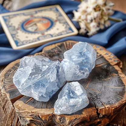 Luckeeper 1 lb Blue Calcite Bulk Raw Crystals and Healing Stones Quartz for Tumbling, Wire Wrapping, Wicca Reiki,Meditation