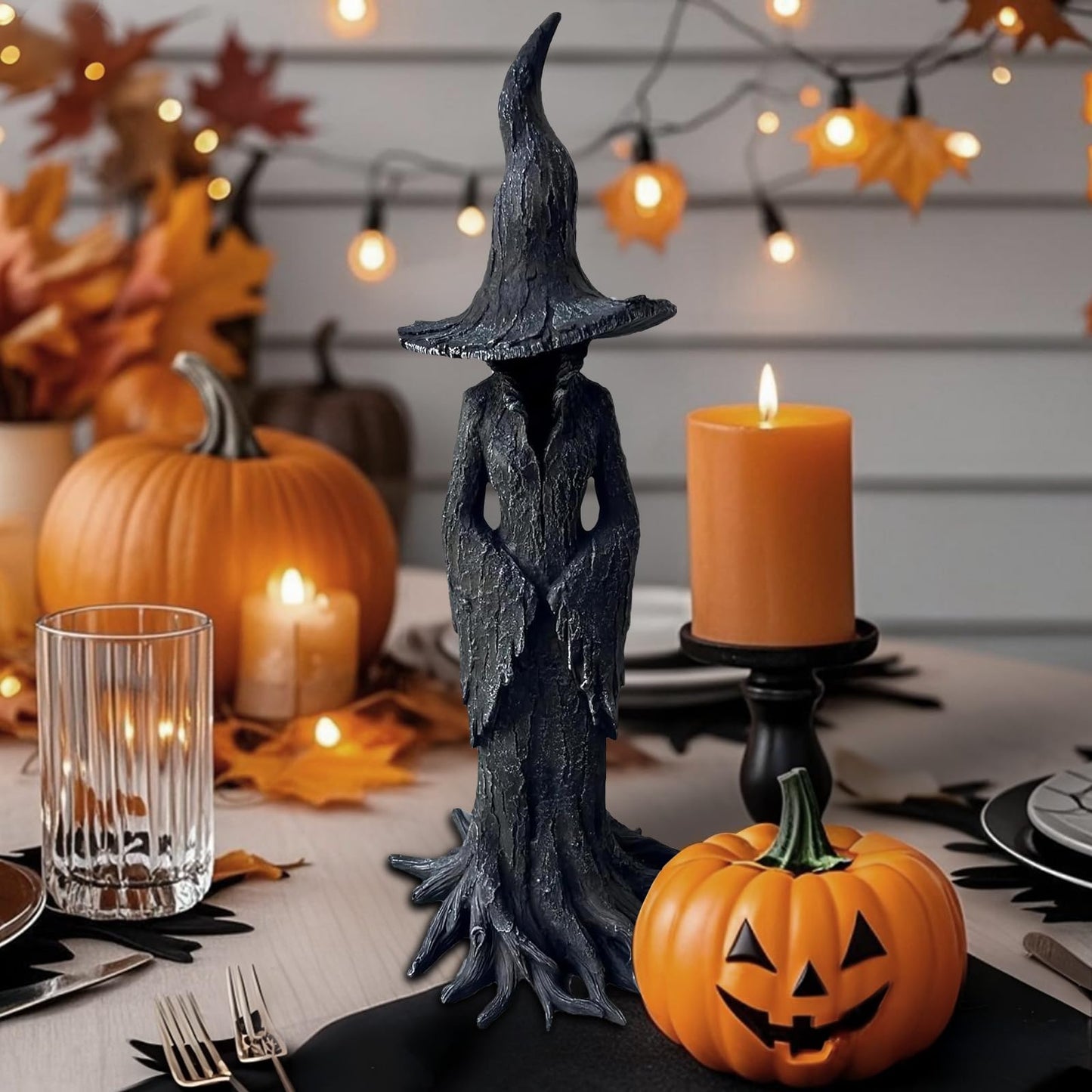 YDYRXBL Halloween Witch Statue - 7.28 Inch Hand-Painted Gothic Figurine, Resin Witch Figurine Dark Fantasy Figurines Halloweens Indoor Decorations