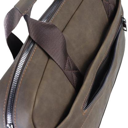 14" Roomy/15.6" Compact Laptop Messenger Bag for Men, Vintage Faux Leather Briefcase - Crossbody Business Travel Satchel (B Coffee)