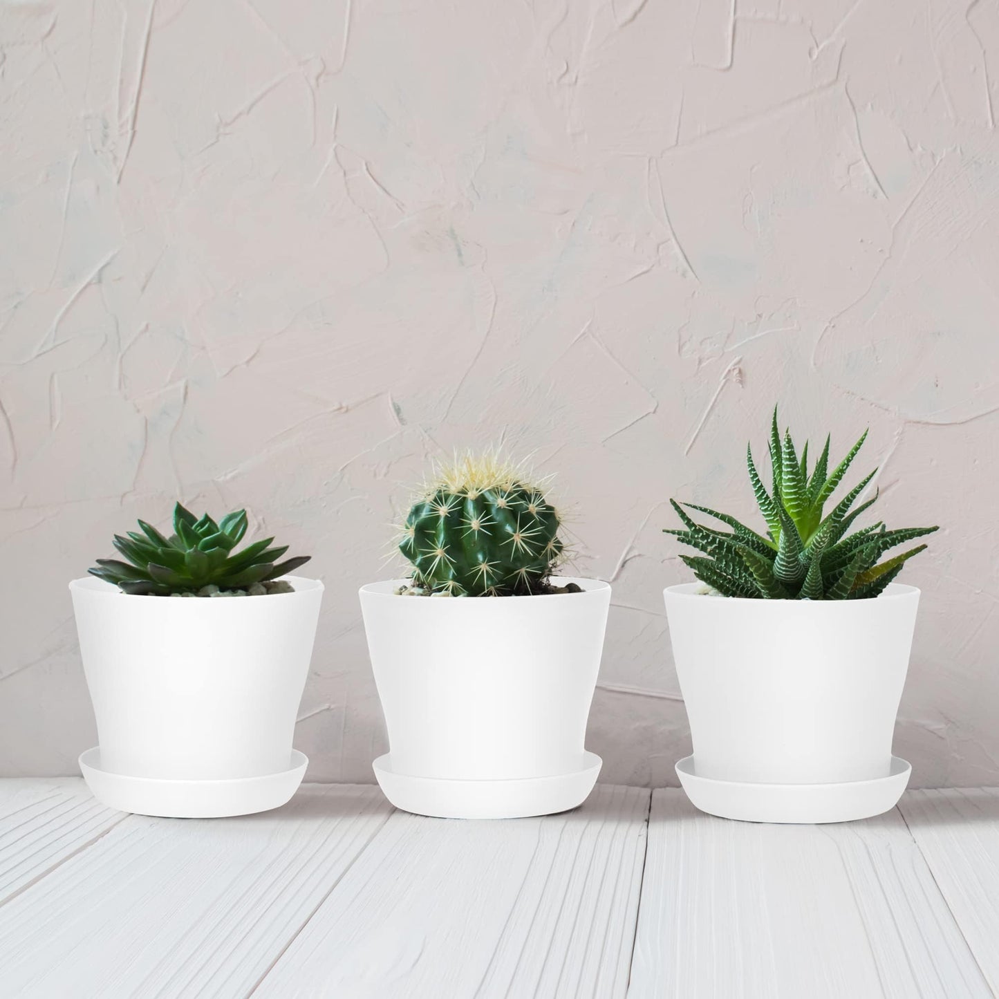 Hahood 36 Pack Plants Nursery Pots 4 Inches Plastic Flower Plant Pots Thickened Seedlings Nursery Pots with Tray White Flower Pots Gardening Plant Containers for Outdoor Indoor