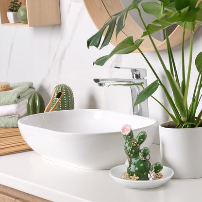 Teenyyou Cactus Ring Holder Ceramic Dish for Women Jewelry Tray Ring Dish Cute Tropical Decor Trinket Rack Western Jewelry Holder for Rings Earrings Necklace Organizer Birthday Mothers Gift