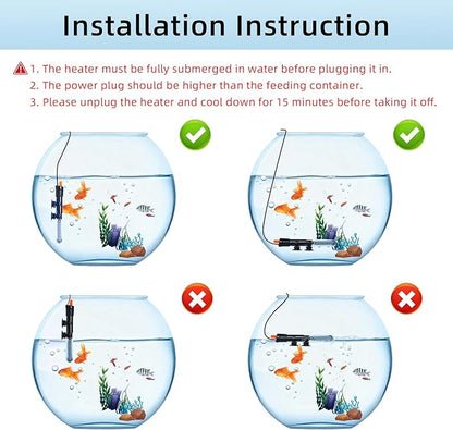HiTauing Aquarium Heater 25W/50W/100W/200W/300W, Adjustable Knob Fish Tank Heater with Digital Thermometer, Submersible Betta/Turtle Tank Heater for Freshwater and Saltwater Tanks