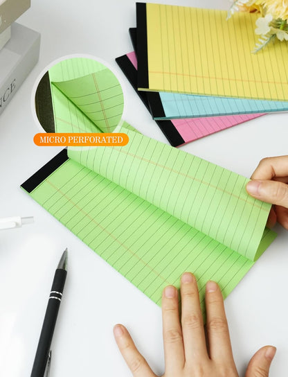 Small Legal Pads 5x8 Colored Note Pads, 6 Pack Small Notepads for Work, Pink Notepad 5x8, Colored Legal Pads 5 x 8 for Home Office Supplies, Lined Notebook Paper 5 x 8 Notes, 30 Sheets/Pad