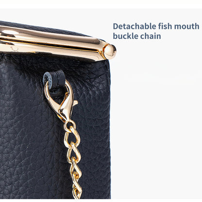 Fashion Crossbody Coin Purse for Women Small Credit Card Holder Wallet with Chain Leather Compact Wallet for Cash, Keys, Lipstick (Black)