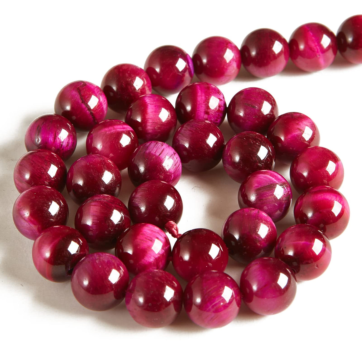 60pcs 6mm Magenta Tiger Eye Beads Natural Gemstone Beads Round Loose Beads for Jewelry Making