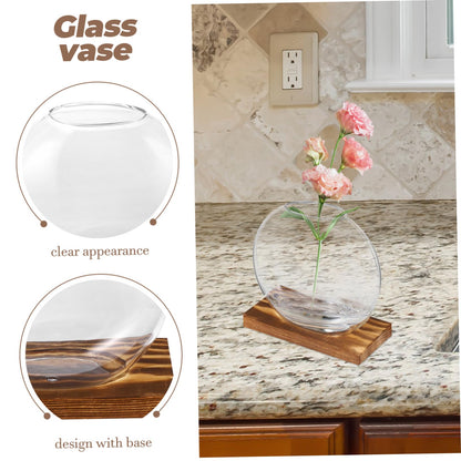 UPKOCH 2Sets Clear Glass Vases with Natural Eucalyptus Base Small Plant Terrarium for Home Decor Hydroponic Display Artistic Design for Indoor Plants and Decorative