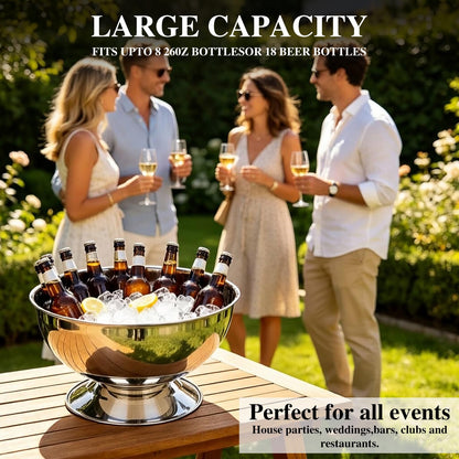 Yeatruojeet 12L Large Ice Bucket for Parties,Silver Stainless Steel Beverage Tub with Scoop – Champagne Bucket for Mimosa Bar Supplies, Wine Cooler Bucket, Drink Bucket for Celebrations