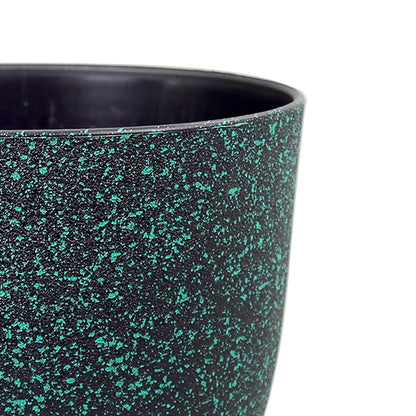 WSMKSZ Large Flower Pots 12/10/9 inch, Set of 3 Decorative Plastic Planters with Drainage Holes and Saucers for Garden House Plants, Plant Pots for Indoor Outdoor Plants, Black with Green Speckles