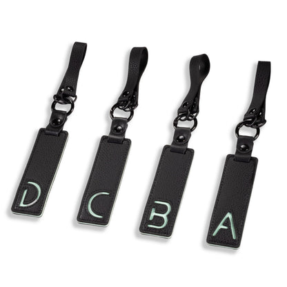XGALBLA Initial PU Leather Letter A Keychains for Women, Two-tone Splicing Key Tag Bag Charms Key Holder Lanyard Strap for Key Purse Luggage Handbags Backpacks(Black and Green)