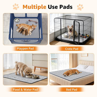 LOOBANI 2 Packs Extra Large Washable Pee Pads for Dogs 54"x54", Non-Slip Reusable Dog Mat, Super Absorbent Whelping Pads, Leak-Proof Dog Playpen Mat for Floor, Bed, Incontinence, Housebreak,Gray