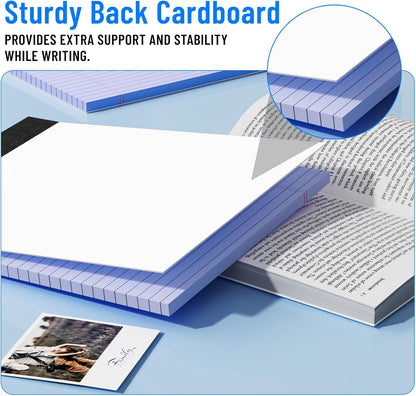 3pcsLegal Pads 8.5 x 11, Notepads 8.5 x 11 Inch, Purple Note Pads Clear Print Writing Pads of Paper, Memo Pads , Perforate Legal Notepads Paper , Wide Ruled Lined with Sturdy Back,30 Sheets/Pack