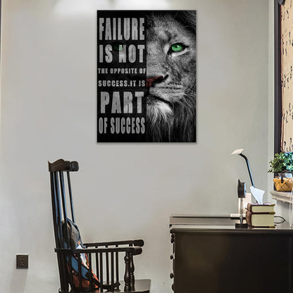 Motivational Wall Art Lion animal Canvas Poster Prints Success Inspirational Picture Entrepreneur Quote Home Office Bedroom Decor Wooden Framed Wall Decor Ready to Hang [18''W x 24''H]