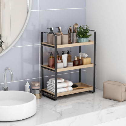 Bathroom Counter Organizer,Bathroom Countertop Organizer,Counter Shelf,Countertop Storage,Organization and Storage,Makeup Shelf,Sink Caddy(Brown 3 Tier)