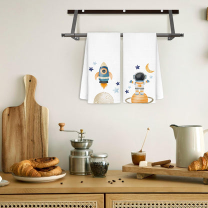 CIOJUNE Outer Space Room Nursery Decor, Kids Towels for Bathroom, Astronaut Decorative Gifts for Kids, Space Decorative Hand Towels for Boys Room, 16×24 in Set of 2