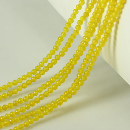 MJDCB 320pcs Natural Small Stone Beads 2mm Yellow Agate Round Smooth Loose Gemstone Bead for Jewelry Making Bracelets Earrings Necklaces Accessories