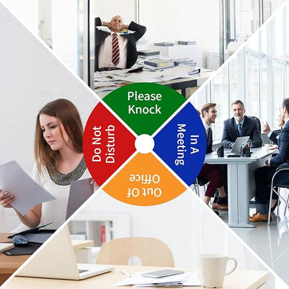 Office Door Sign, Do Not Disturb/Out of Office/In a Meeting/Please Knock, Rotating Door Privacy Sign-6 Inch, Silver