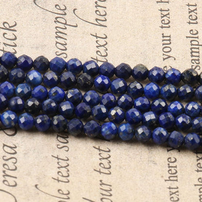 Song Xi 180pcs 2mm Natural Dark Lapis Lazuli Gemstone Beads Faceted Round Loose Stone Beads for Jewelry Making (1 Strand)