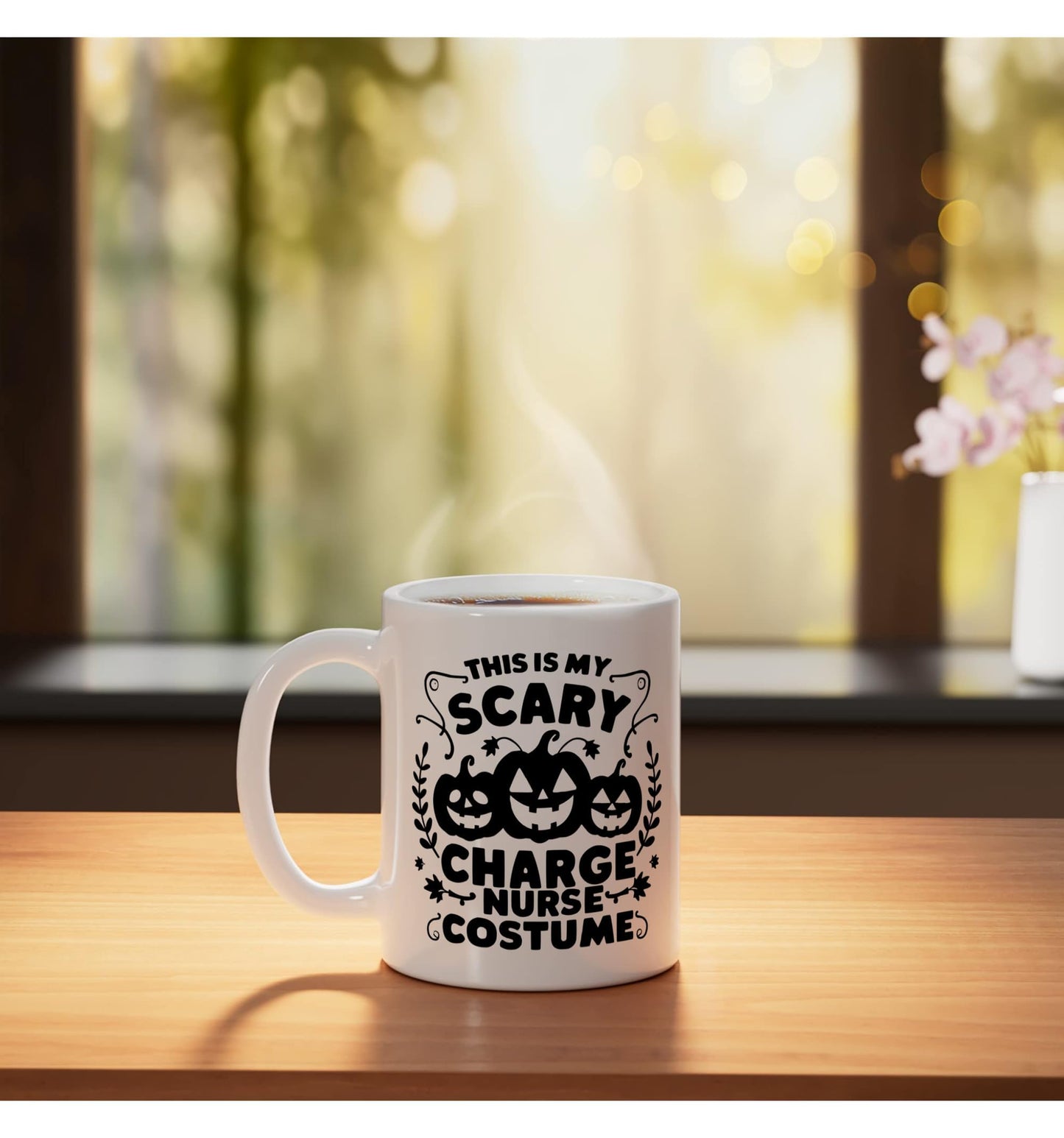 Charge Nurse Halloween Spooky Nursing Trick Or Treat Ceramic Mug, White