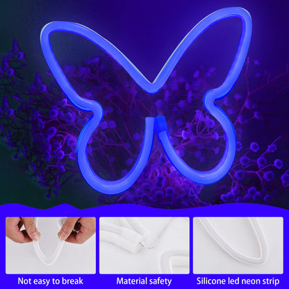 BRIGHTDECK 3 Pcs Butterfly Neon Signs, Neon Light for Bedroom, USB or 3-AA Battery Powered LED Wall Décor for Valentines Day Birthday Gift, Wedding, Party, Home Decor (Pink, Purple, Warm white)
