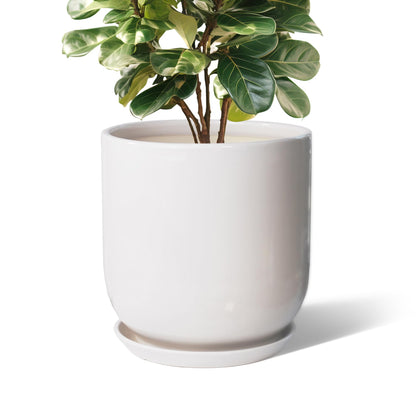 Farsun 12in Plant Pot，Ceramic Plant pots，Ceramic Planter for Indoor Plants Outdoor,Mid-Century Modern Home Decor, Modern Flower Pot, Large Plant Pot with Drainage Hole and Saucer