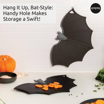 OTOTO Cutting Board - Wooden & Plastic Cutting Boards for Kitchen, Fun & Spooky Kitchen Gadgets, Housewarming & Goth Gifts, Dishwasher Safe (Bat, Plastic)