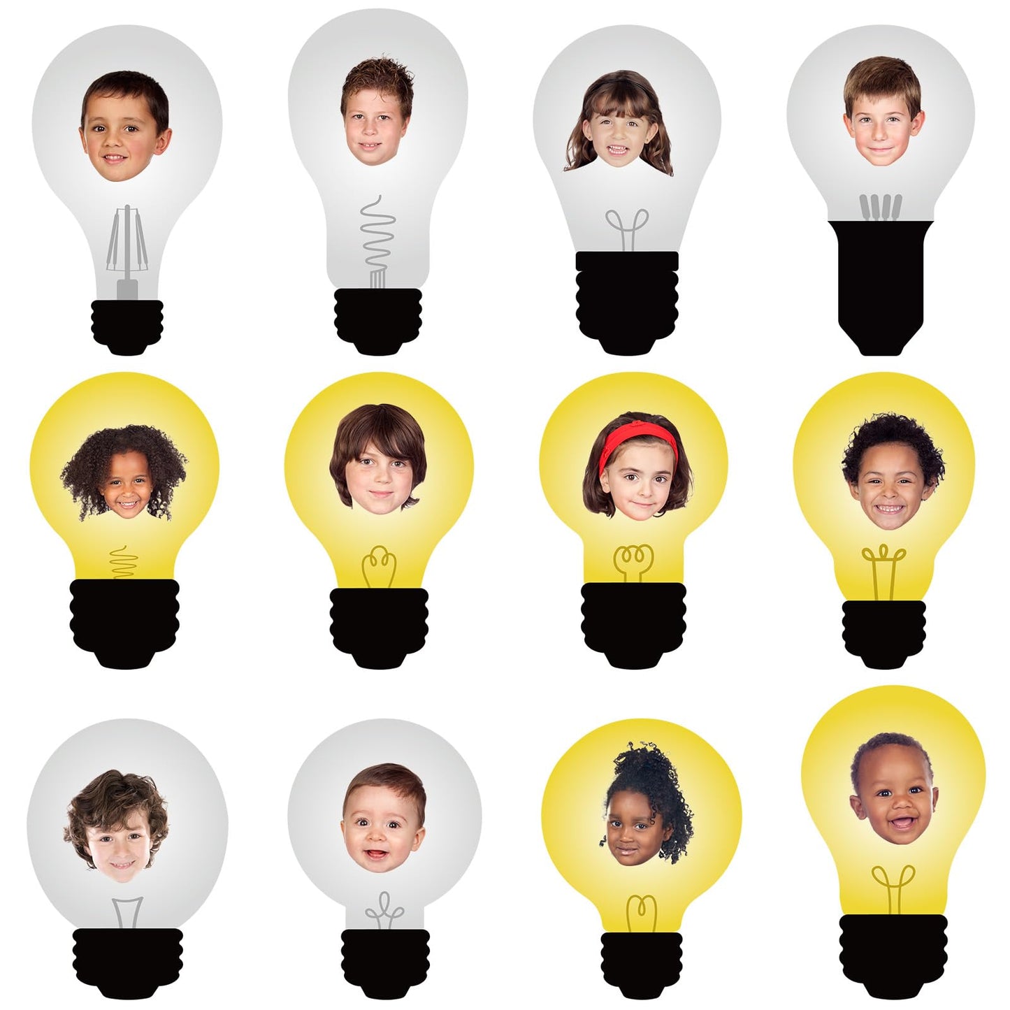 60PCS VBS 2026 Light Bulb Theme Cutouts Religious Light Bulb Bulletin Board Decorations VBS Lightbulb Paper Cut-Outs Classroom Decor for DIY Craft Photo Kindergarten Preschool Wall Door Supplies