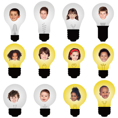 60PCS VBS 2026 Light Bulb Theme Cutouts Religious Light Bulb Bulletin Board Decorations VBS Lightbulb Paper Cut-Outs Classroom Decor for DIY Craft Photo Kindergarten Preschool Wall Door Supplies