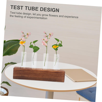 FUNOMOCYA Creative Hydroponic Glass Vases Wooden Stand Plant Terrarium for Home Decoration for Indoor Gardening for Plant Lovers 1 Set