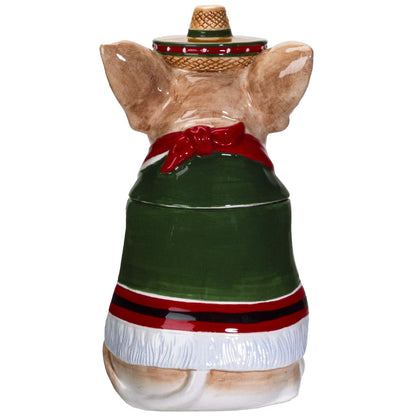 Pacific Giftware Red and Green Mexican Chihuahua Ceramic Decorative Storage Jar Container for Cookies Treats Snacks Cute Kitchen Counter Decor 10.25" H