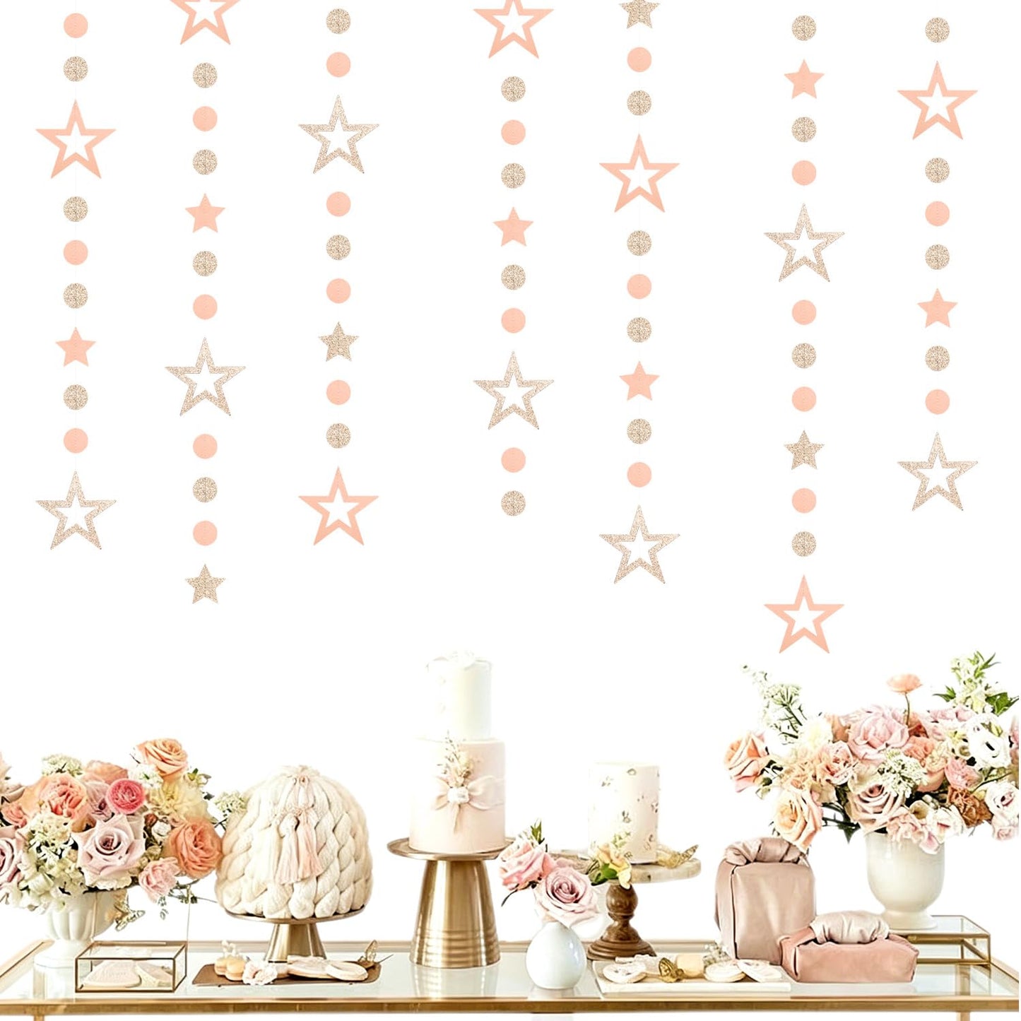 Rose-Gold Peach Star Party-Decoration Garland Lasting Surprise