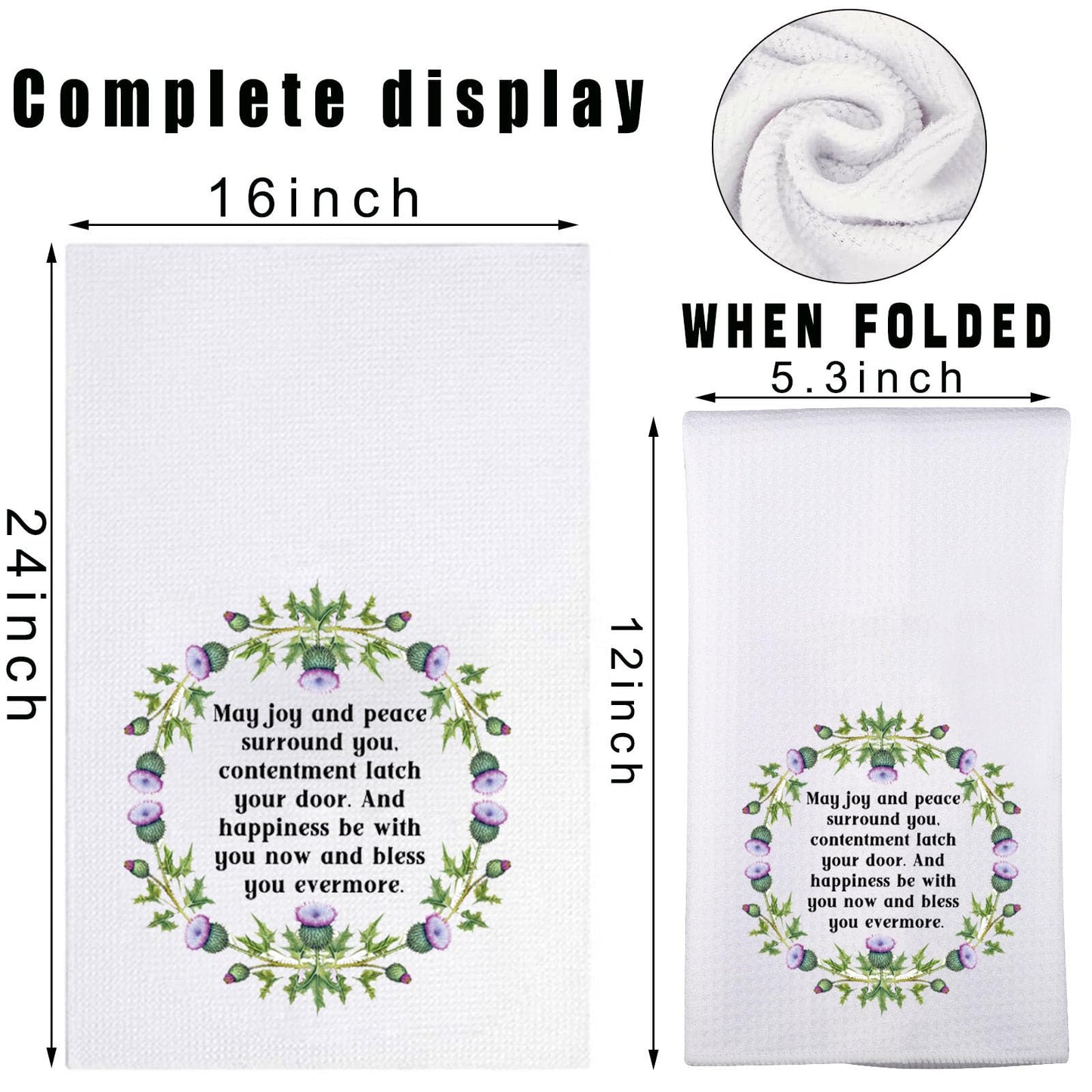 G2TUP Scottish Thistle Kitchen Towel Scottish Blessing Towels Scottish Highlander Gifts Scotland Towel Scottish Blessing Gifts (May Joy)