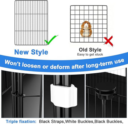 Tresbro Guinea Pig Cage with Waterproof PVC Bottom Liner & One-Hand Release Hook, Triple Fixing C&C Cage for Guinea Pigs, Bunny, Rabbit, Hedgehog, Small Animal Indoor Playpen 48''L x 24''W x 16''H