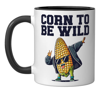 Dabbing Corn To Be Wild Funny Cob Farmers Lover Foodie Retro Ceramic Mug, Black/White