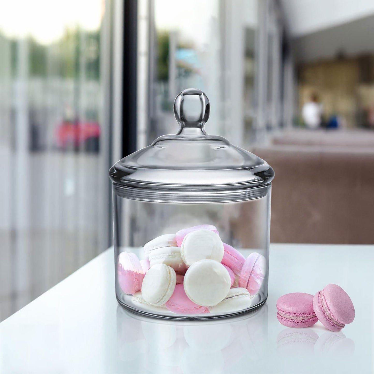 Vinkoe Kitchen Cookie Jar, Candy Dish with Lid, Clear Acrylic Airtight Jar for Nuts, Cookies, Candy, Chocolate, 40 OZ