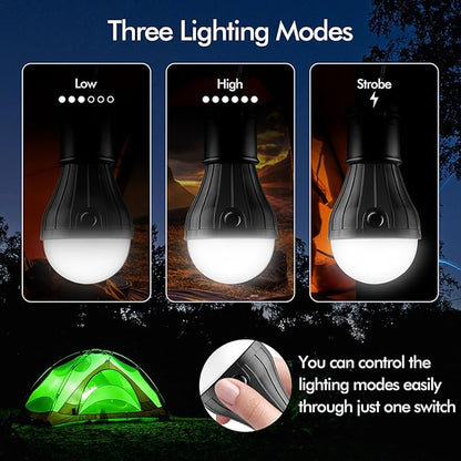 FLY2SKY Tent Lamp Portable LED Tent Lights 5 Packs Hook Hurricane Emergency Lights LED Camping Light Bulb Camping Tent Lantern Bulb Camping Equipment for Camping Hiking Backpacking Fishing Outage