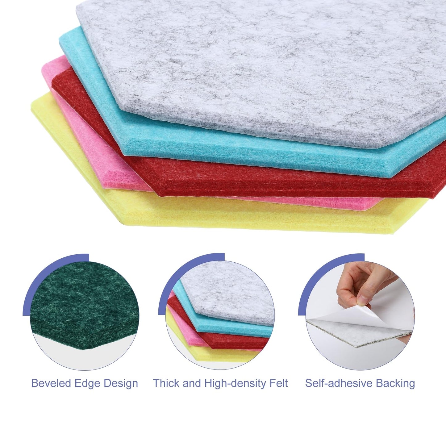 PATIKIL Felt Bulletin Board, 12"x10", 6 Packs Self Adhesive Hexagon Felt Tiles for Sound Proofing Wall Panels for Home Office Recording Studio,Game Room, Blackish Green