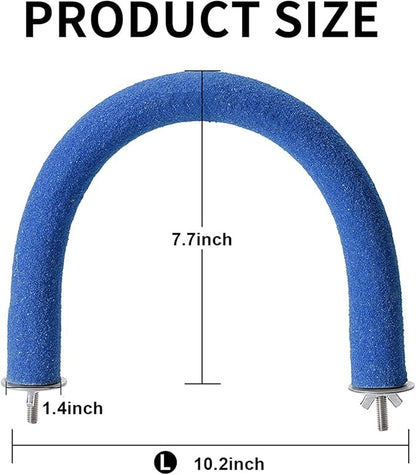 FrgKbTm U Shape Parrot Perch Stand Toy Bird Platform Sand Paw Grinding Clean Stick Exercise Conure Budgie Cockatiel Cage Accessories (Blue)
