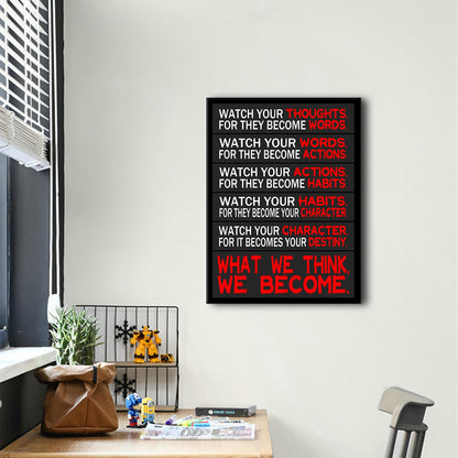 Motivational Canvas Wall Art Watch Your Thoughts Inspirational Poster Print Positive Quotes Pictures Painting Artwork for Home Office Bedroom Living Room Wall Decor Ready to Hang [18''Wx24''H]