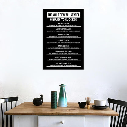 8 Rules to Success Inspirational Canvas Wall Art Motivational Positive Poster Print for Modern Modern Bathroom Bedroom Living Room Wall Decor Artwork Stretch and Framed [12''Wx18''H]