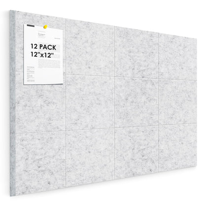 Large Cork Board for Walls 48"x36" |Cork Board Alternative| 12 Pack Felt Wall Tiles| Light Gray Bulletin Board with Removable Adhesive | Cork Boards Pinboard for Office Home Classroom，Light Gray