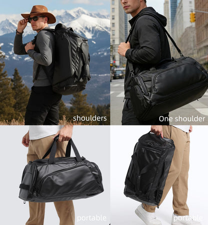 reeyee 40L Convertible Gym Duffel Bag Backpack, Water Repellent Sports Travel Bag with Shoe Compartment, Wet Pocket & Insulated Cooler, 3-in-1 Weekender Carry On Bag for Men Women