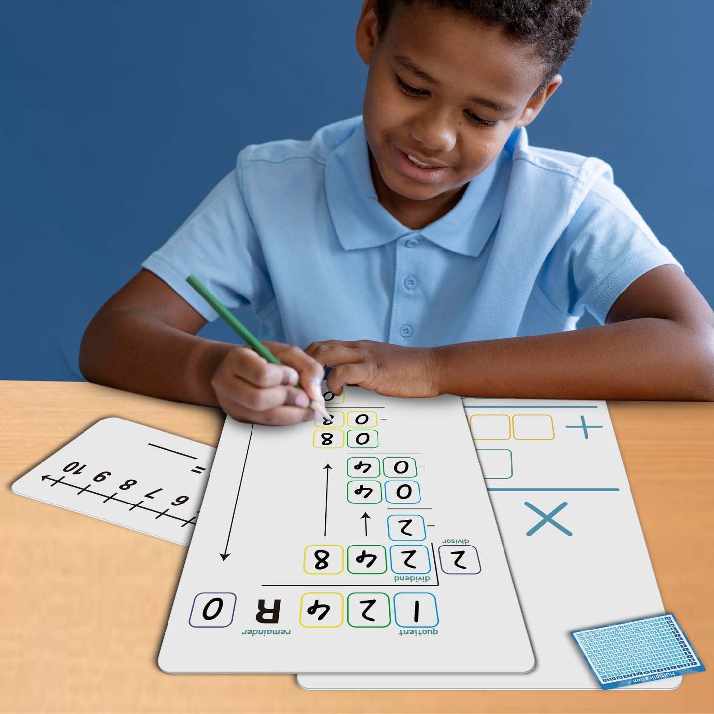Set of Dry Erase Addition, Subtraction, Multiplication, and Division Practice White Board, Mathematics Board with a 4" x 2.5" Multiplication Chart Board for Kids Students, Classroom and Home
