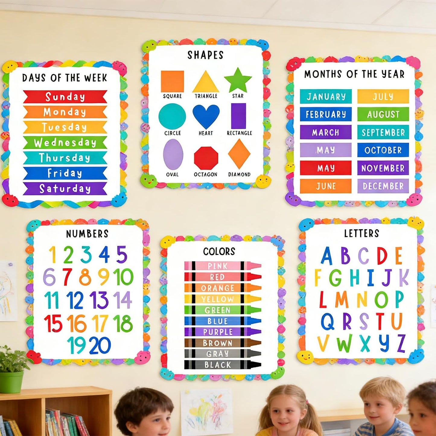 Educational Preschool Learning Posters,Alphabet ABC Posters for Toddlers Classroom Playroom Wall Art Decor,Counting Chart for Kindergarten,Pre K Learning Poster for Toddlers 1-3 Homeschool Supplies