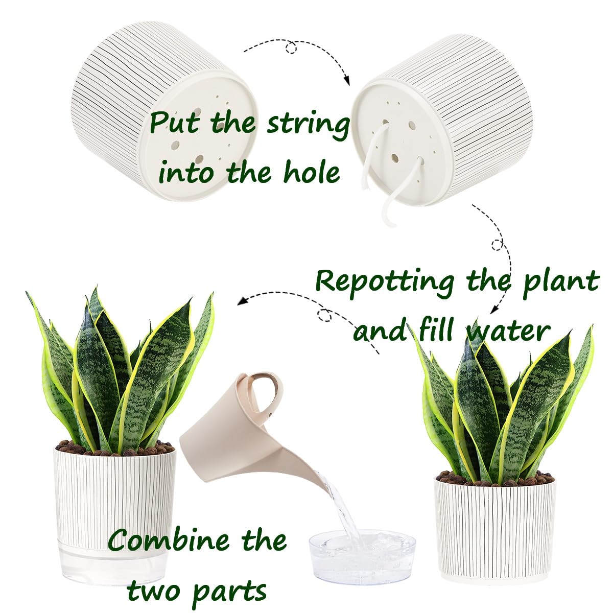 Etvski Self Watering Pots for Indoor Plants, 5 & 4 Inch Stylish Flower Pots, Set of 4 Modern Planters with Self-Watering Feature (Mixed Colors)