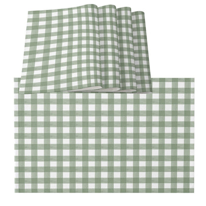 Placemats Set of 4, Sage Green Buffalo Plaid Placemats for Dining Table, Farmhouse Green White Checkered Cotton and Linen Table Mats Washable for Kitchen, Party, Wedding Decor, 13 x 19 Inches