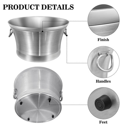 BARsics Large 6-Gallon Double Wall Stainless Steel Insulated Beverage Tub for Parties